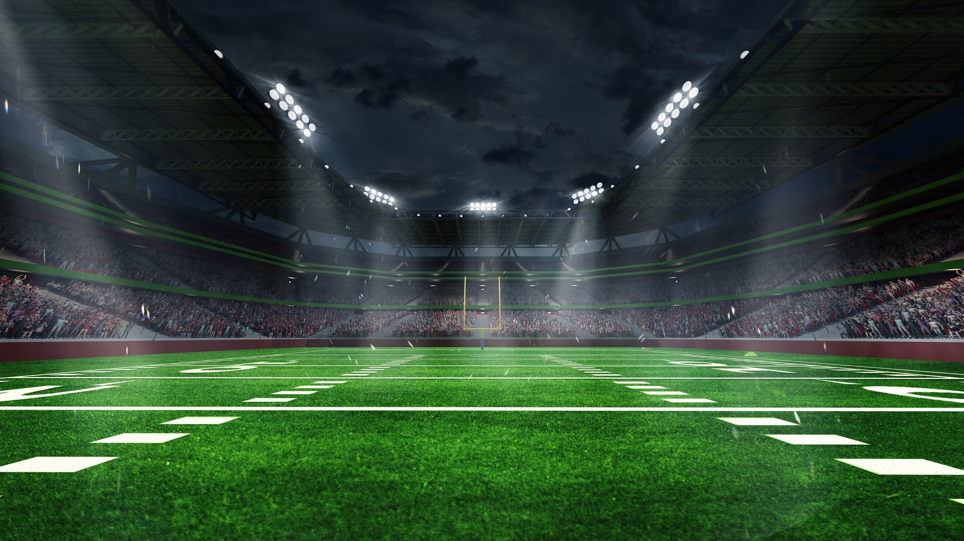 Football stadium with lights