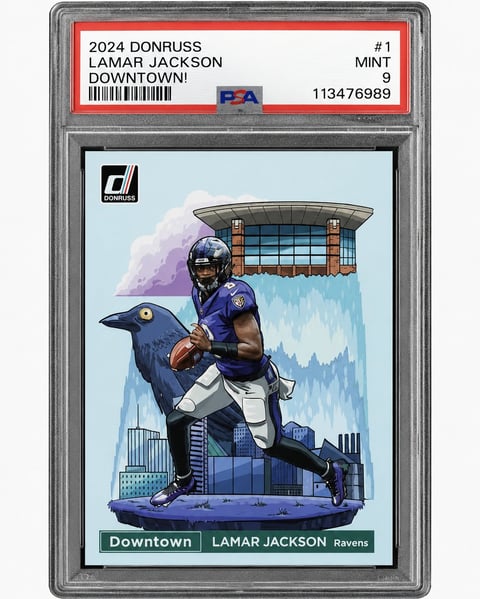 2024 Donruss Lamar Jackson football card graded PSA 9